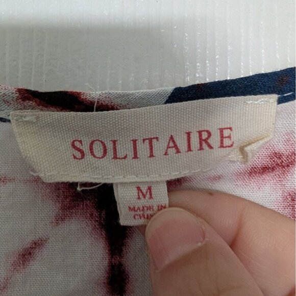 Solitaire Boho Peasant Top Womens Size Medium Tie Dye Floral Lightweight Shirt - Picture 6 of 10